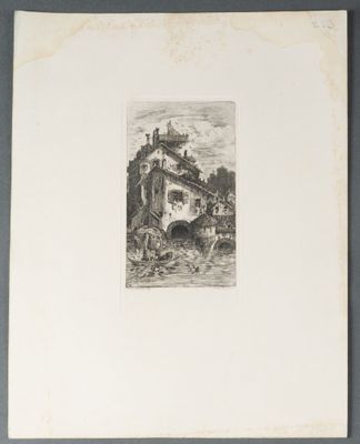 un dessin en noir et blanc représentant un bâtiment doté d'une tour