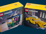 Il s'agit de deux boîtes de Lego Creators sur un fond bleu.