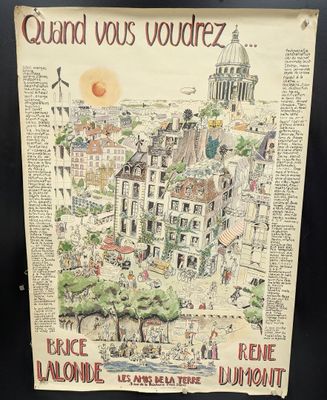 peinture représentant un journal sur lequel figure un dessin représentant une ville et un dôme