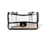 Sac Chanel noir et blanc transparent avec des finitions dorées