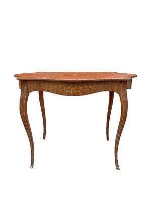 an image of a wooden table with a drawer underneath it