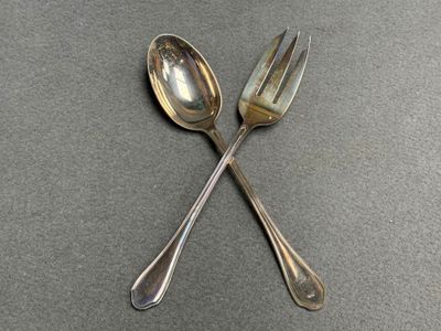 RAVINET DENFERT Couverts à salade en métal argenté