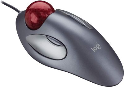 a computer mouse with a red button on top of it