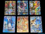 four different types of pokemon cards on a black background