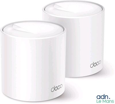 two white wireless devices sitting next to each other on a white surface