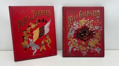 Deux livres sont posés sur une surface blanche ; l'un d'eux a une couverture rouge.