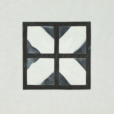 une image représentant une peinture en noir et blanc d'une fenêtre carrée