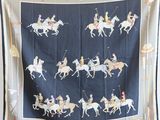an image of a scarf with a picture of a group of people riding horses