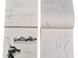 two drawings of a woman and a man are shown on a piece of paper