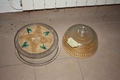 two plates on the floor next to each other on the floor