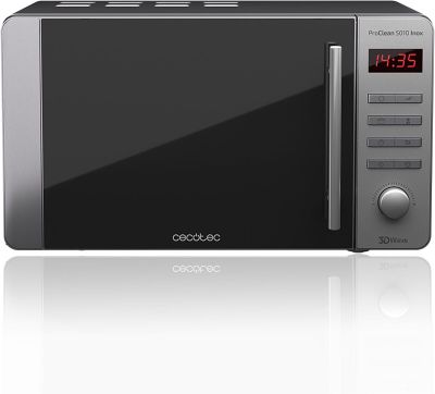 an image of a microwave oven with a digital clock on it