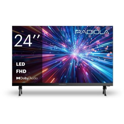 a tv with the radiola logo on it and a picture of a star burst in the background