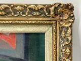 an image of a painting of a woman in a red dress