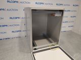 a close up of a metal enclosure with a door open