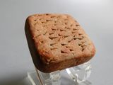 a small cookie sitting on top of a glass block