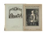 an old book with a picture of a man holding a cane