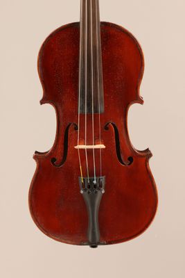 a close up of a violin with a bow on a white background