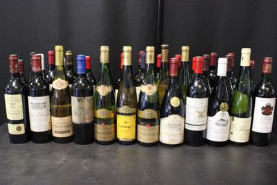 many bottles of wine lined up on a table