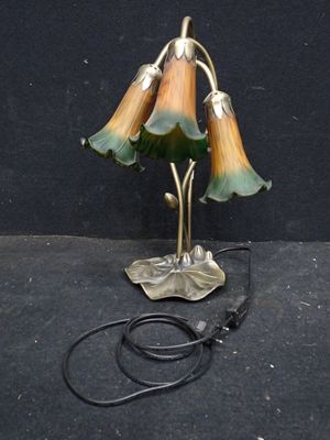 une lampe posée sur une table et munie d'un cordon