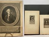 three framed photographs of a man in a suit and a woman in a dress