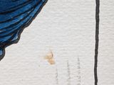 a drawing of a blue bird on a piece of paper
