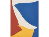 une image représentant une peinture d'une vague rouge, blanche et bleue