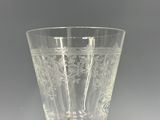 a clear glass with a design on it