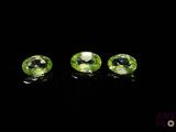 trois péridotites vertes sur fond noir