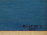 an image of a painting of a man riding a horse on a beach