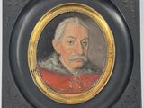 portrait d'un homme vêtu d'un manteau rouge à col de fourrure