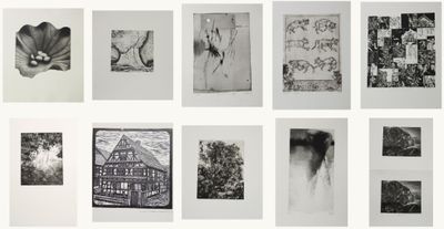plusieurs photographies en noir et blanc représentant divers types d’œuvres d’art