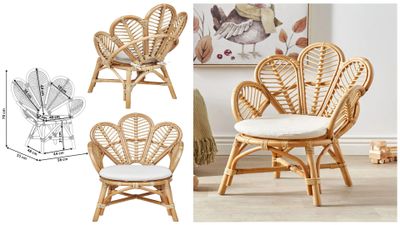 Fauteuil au design paon très tendance, en rotin naturel, ave…