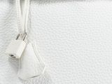 an image of a white leather bag with a lock