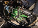 a close up view of the engine of an old car