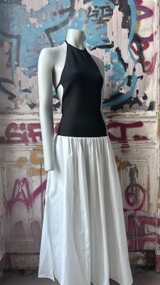 Robe T.S A. VAUTHIER en coton ajouré et maille élastane noir…