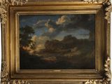 une peinture d'un paysage avec un château au loin