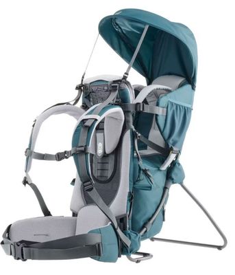 the baby carrier is attached to the back of the child ' s backpack