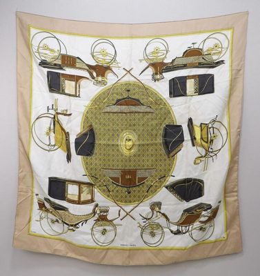 an image of a scarf with various items on it