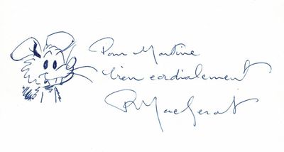 une image représentant un dessin de souris accompagnée d'un message écrit à la main