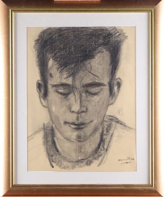une image représentant le dessin d'un jeune homme les yeux fermés
