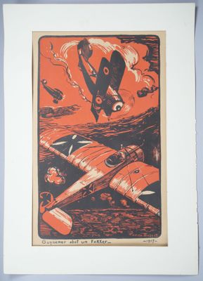 Maurice BUSSET (1879-1936) "Guynemer abat un Fokker, 1917 ",…
