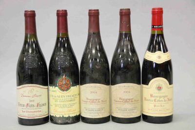 six bouteilles de vin sont alignées sur une table