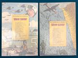 these are two pages of comic books on a blue surface