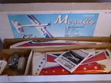 a cardboard box with a model airplane inside of it