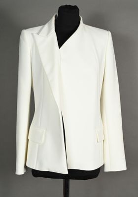 BARBARA BUI. Veste en polyester blanc, demi-col sous pan bou…