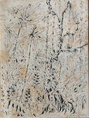 une image représentant un dessin d'une plante avec beaucoup de feuilles