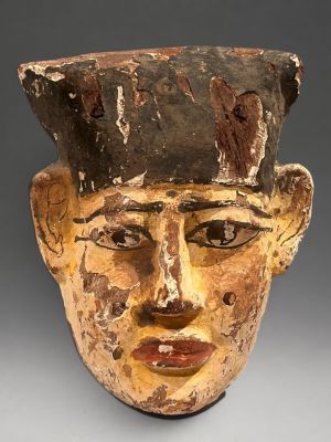 Masque funéraire égyptien polychrome, Égypte Basse Époque, 7…