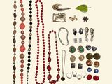 a picture of a collection of jewelry on a white background