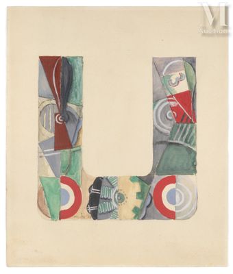 an image of a painting of a letter u with a picture of a man