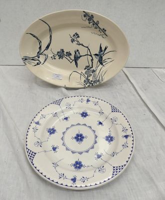 two plates with blue and white designs on them